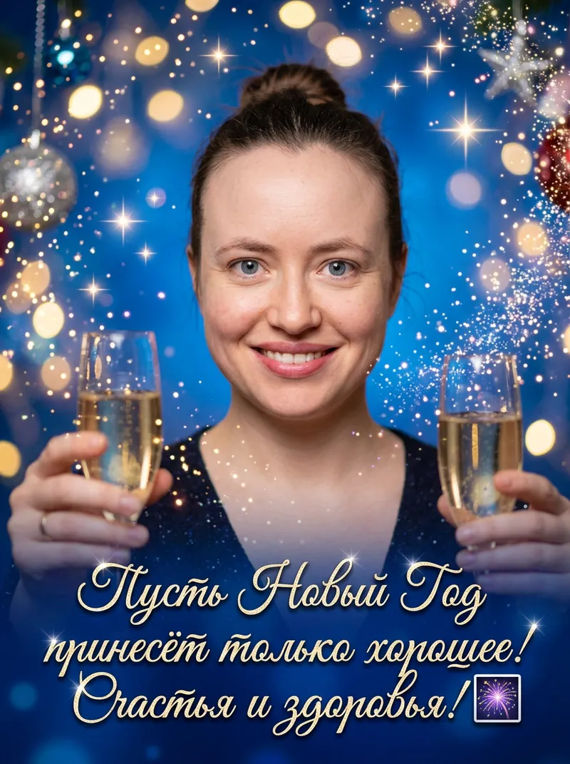 Пример AI-открытки Сделать открытку на новый год онлайн