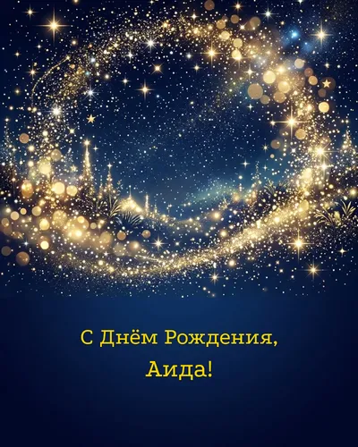 Открытка с днём рождения Аида — яркая со звёздами