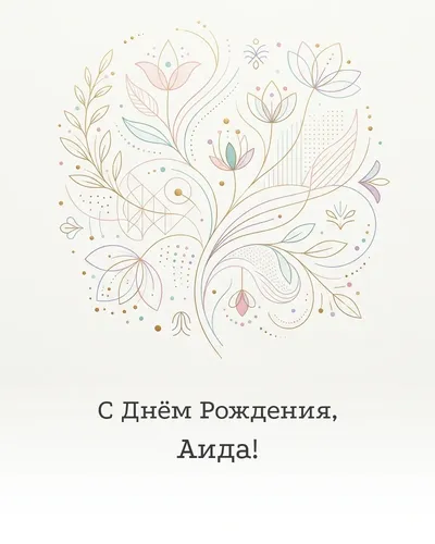 Открытка с днём рождения Аида — минималистичная с линиями