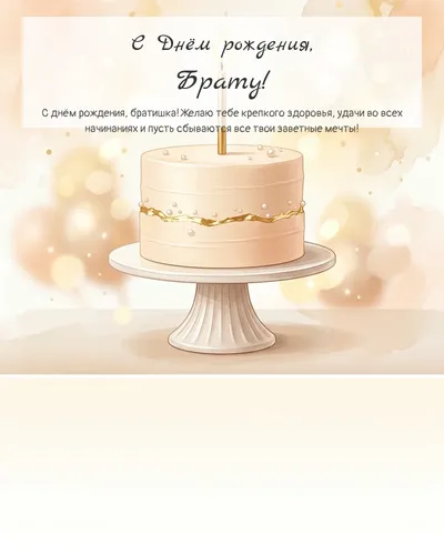 Открытка с днём рождения Брату — с минималистичным тортом