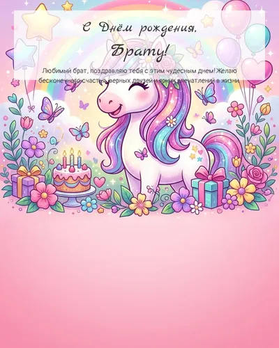 Открытка с днём рождения Брату — детская для девочки