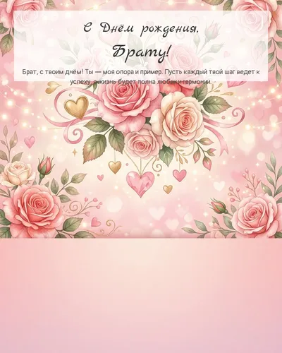 Открытка с днём рождения Брату — романтическая