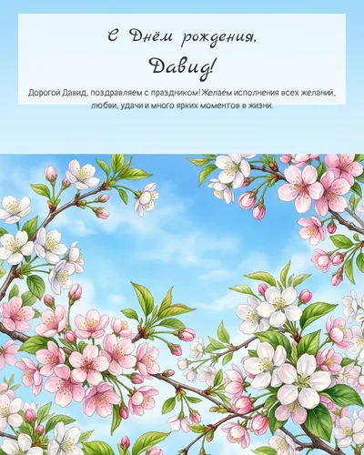 Открытка с днём рождения Давид — весенняя с природой