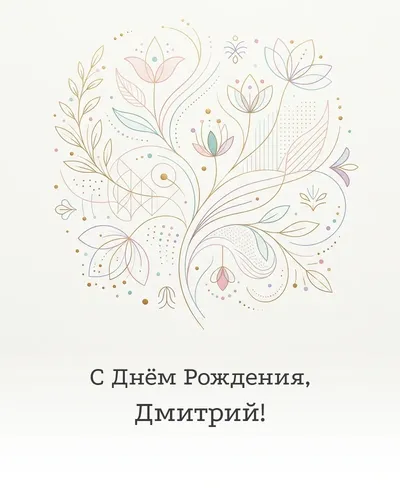 Открытка с днём рождения Дмитрий — минималистичная с линиями