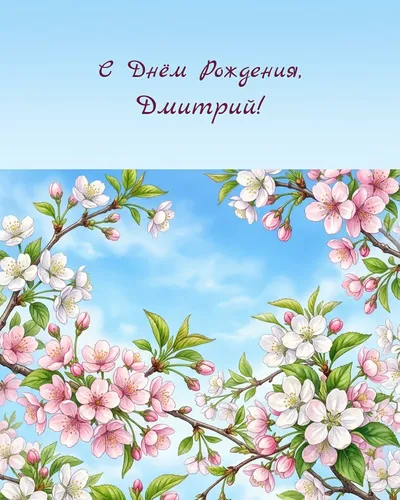 Открытка с днём рождения Дмитрий — весенняя с природой