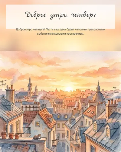 Картинка доброе утро, четверг — с городским рассветом