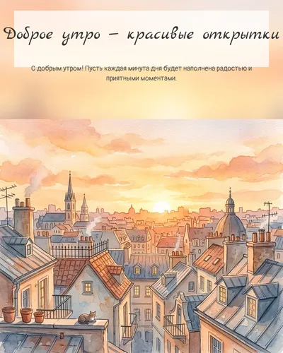 Картинка доброе утро — красивые открытки — с городским рассветом