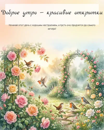 Картинка доброе утро — красивые открытки — с утренним садом