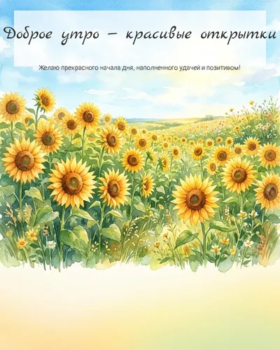 Картинка доброе утро — красивые открытки — летнее утро с подсолнухами