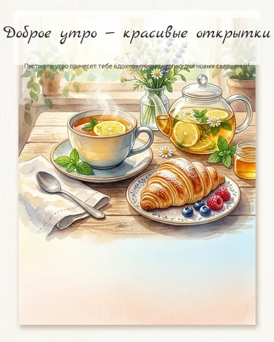 Картинка доброе утро — красивые открытки — с чаем и выпечкой