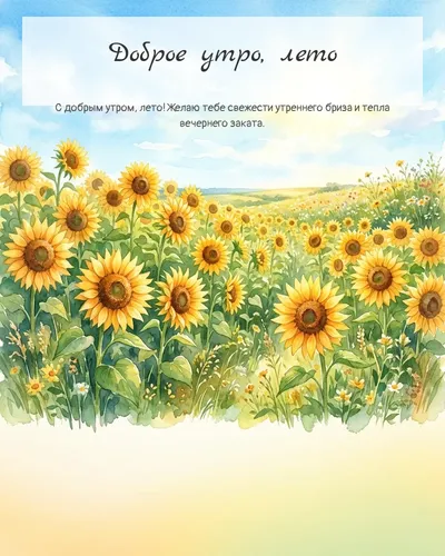 Картинка доброе утро, лето — летнее утро с подсолнухами
