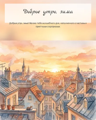 Картинка доброе утро, зима — с городским рассветом