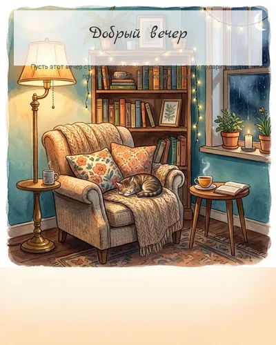 Картинка добрый вечер — с уютной гостиной