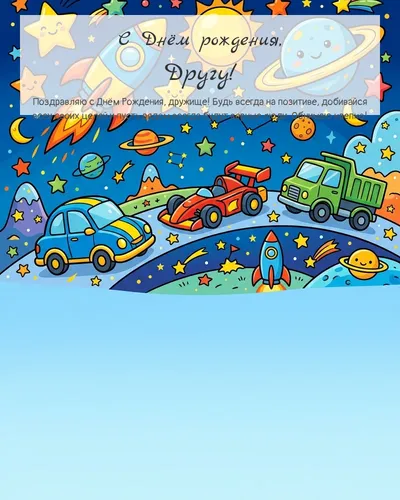 Открытка с днём рождения Другу — детская для мальчика