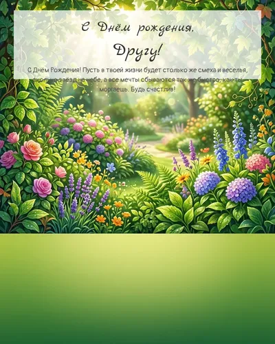 Открытка с днём рождения Другу — летняя с природой