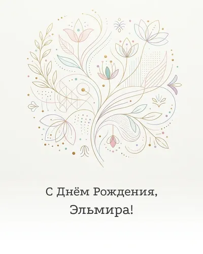 Открытка с днём рождения Эльмира — минималистичная с линиями