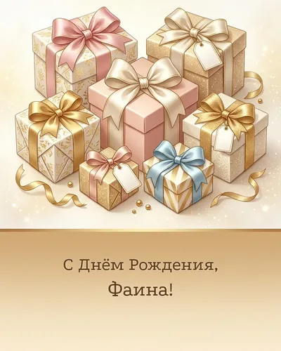 Открытка с днём рождения Фаина — с подарками