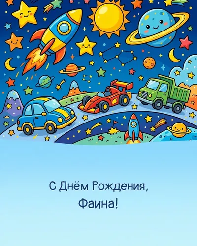 Открытка с днём рождения Фаина — детская для мальчика