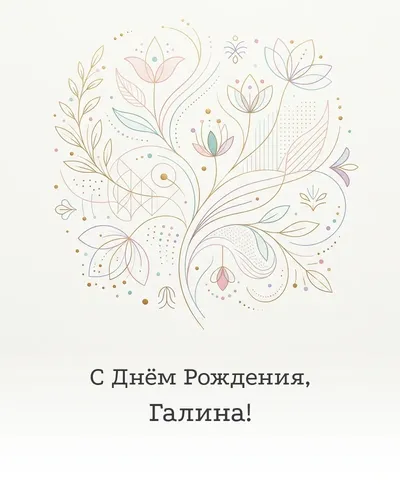 Открытка с днём рождения Галина — минималистичная с линиями