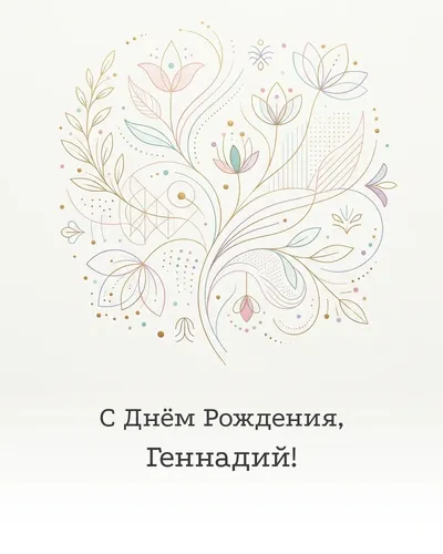 Открытка с днём рождения Геннадий — минималистичная с линиями