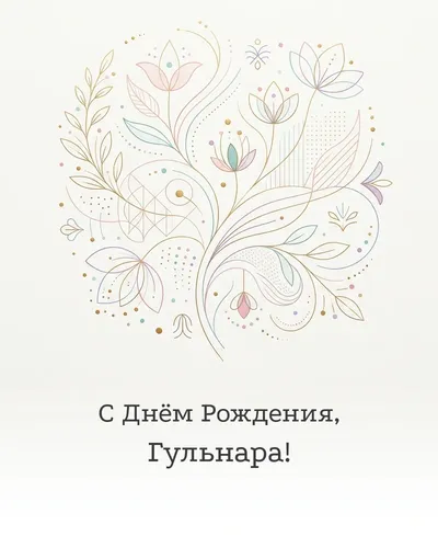 Открытка с днём рождения Гульнара — минималистичная с линиями