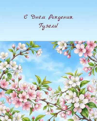 Открытка с днём рождения Гузель — весенняя с природой