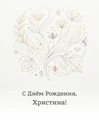 С Днём рождения, Христина! — минималистичная с линиями Открытка с днём рождения Христина — минималистичная с линиями