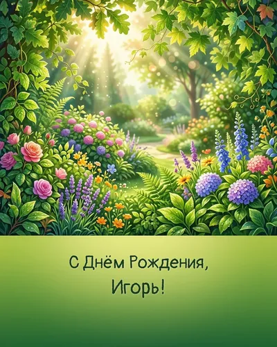 Открытка с днём рождения Игорь — летняя с природой