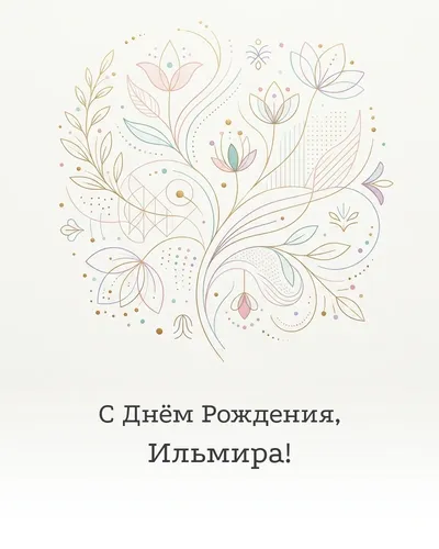 Открытка с днём рождения Ильмира — минималистичная с линиями