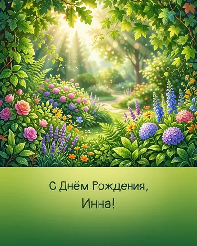 Открытка с днём рождения Инна — летняя с природой