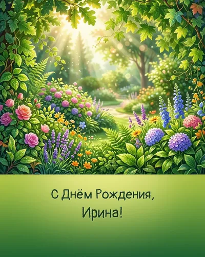 Открытка с днём рождения Ирина — летняя с природой