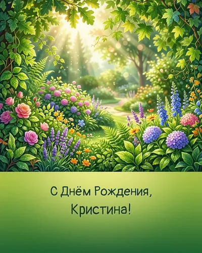 Открытка с днём рождения Кристина — летняя с природой