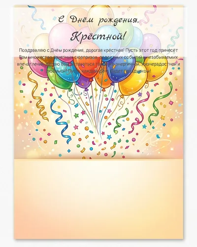 С Днём рождения, Крёстной! — с шарами и конфетти Открытка с днём рождения Крёстной — с шарами и конфетти