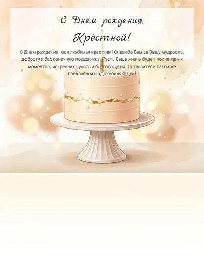 С Днём рождения, Крёстной! — с минималистичным тортом Открытка с днём рождения Крёстной — с минималистичным тортом