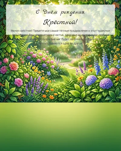 С Днём рождения, Крёстной! — летняя с природой Открытка с днём рождения Крёстной — летняя с природой