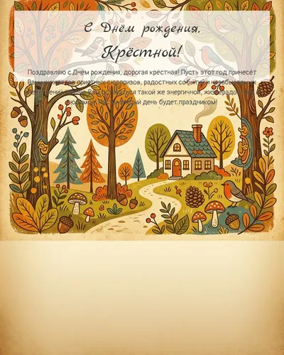 С Днём рождения, Крёстной! — в ретро-стиле Открытка с днём рождения Крёстной — в ретро-стиле