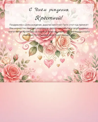 С Днём рождения, Крёстной! — романтическая Открытка с днём рождения Крёстной — романтическая