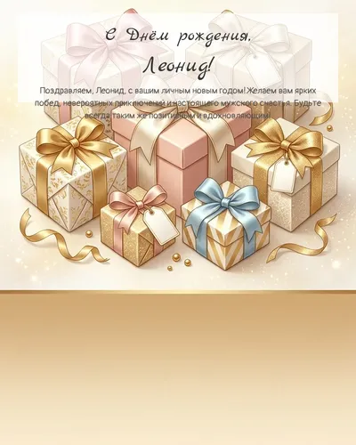 С Днём рождения, Леонид! — с подарками Открытка с днём рождения Леонид — с подарками
