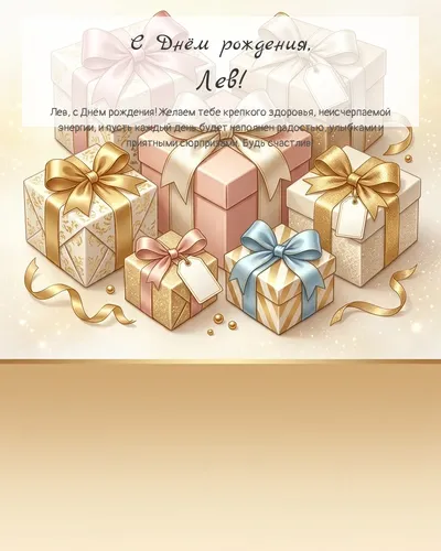 Открытка с днём рождения Лев — с подарками