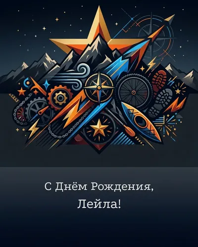 С Днём рождения, Лейла! — мужская с увлечениями Открытка с днём рождения Лейла — мужская с увлечениями