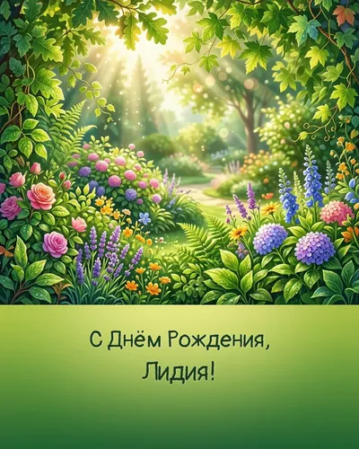 Открытка с днём рождения Лидия — летняя с природой