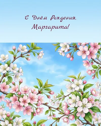 Открытка с днём рождения Маргарита — весенняя с природой