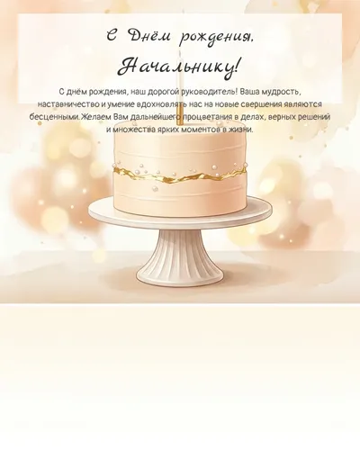 С Днём рождения, Начальнику! — с минималистичным тортом Открытка с днём рождения Начальнику — с минималистичным тортом