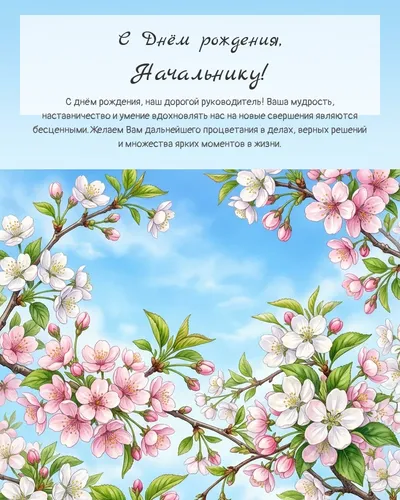 С Днём рождения, Начальнику! — весенняя с природой Открытка с днём рождения Начальнику — весенняя с природой