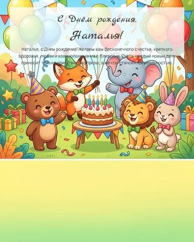 Открытка с днём рождения Наталья — детская универсальная
