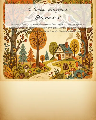 Открытка с днём рождения Наталья — в ретро-стиле