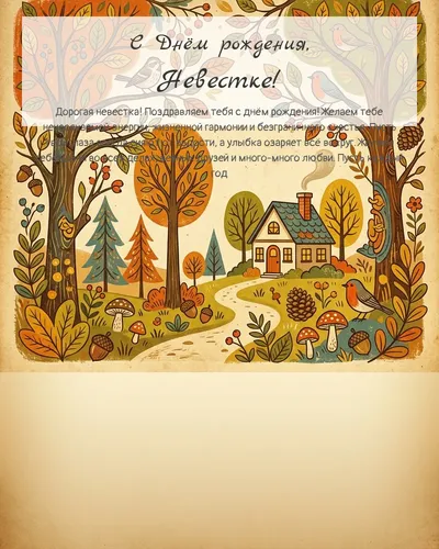 Открытка с днём рождения Невестке — в ретро-стиле