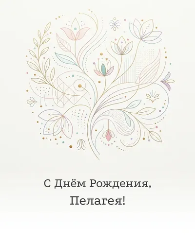 Открытка с днём рождения Пелагея — минималистичная с линиями