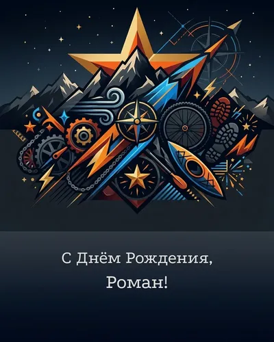 С Днём рождения, Роман! — мужская с увлечениями Открытка с днём рождения Роман — мужская с увлечениями