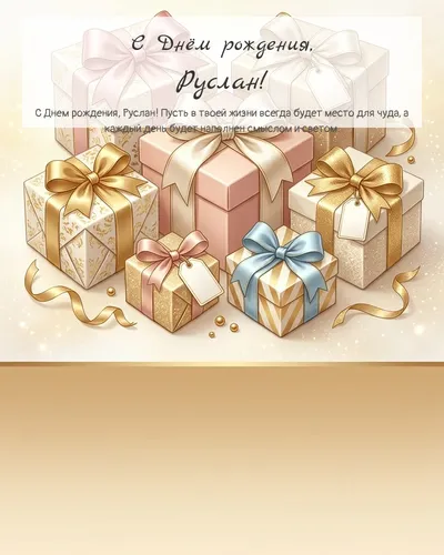 Открытка с днём рождения Руслан — с подарками